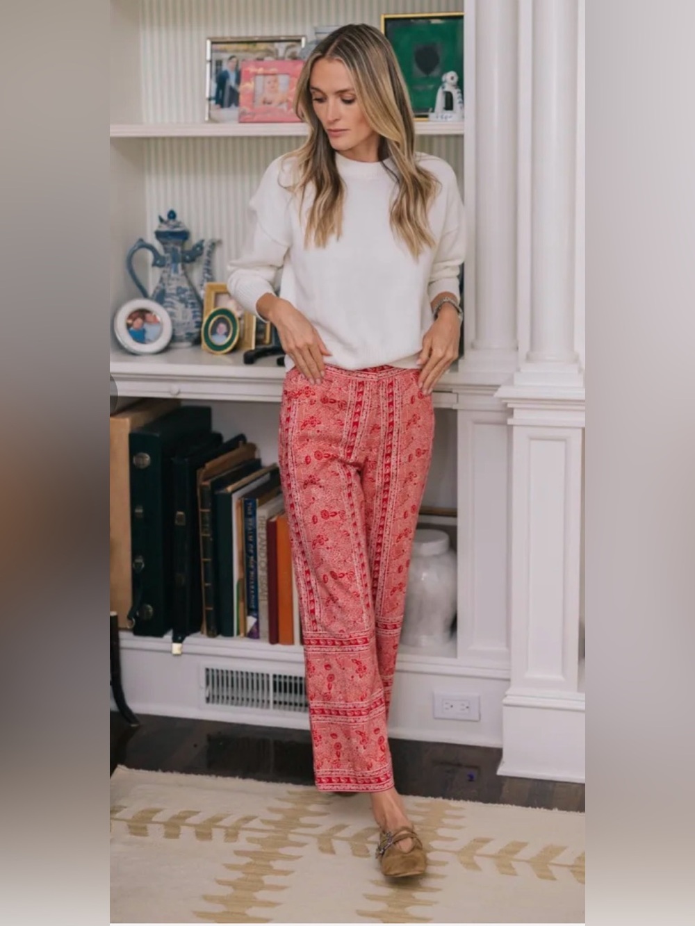 Julia Amory Babe Red Printed Wide-Leg Pants
